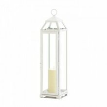 Tall Country White Open Top Lantern