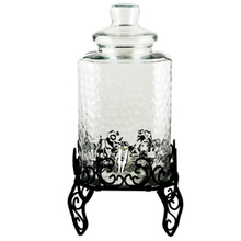 Gibson Home Moreauville 3 Piece 2.25 Gallon Square Embossed Glass Beverage Dispenser With Wire Stand