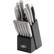 Oster Edgefield 14 Piece Stainless Steel Cutlery Knife Set With Black Knife Block
