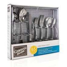 Gibson Home South Bay 65 Piece Stainless Steel Flatware Service Set With Wire Caddy