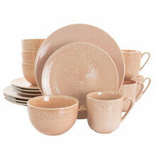 Laurie Gates Matisse 16 Piece Round Stoneware Dinnerware Set In Pink.