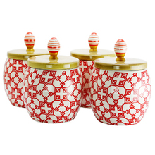 Urban Market Life On The Farm 4 Piece 1.7 Quart Durastone Canister Set In Red