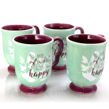 Urban Market Life On The Farm 4 Piece 18.75 Ounce Durastone Footed Cup Set In Teal And Purple