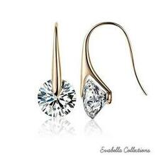 Boutique Diamonds - Charming Swarovski Drop Earrings - Style: 18kt Gold Plated - 925 Silver