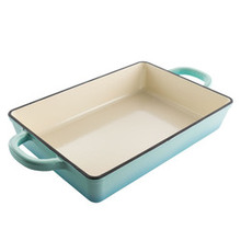 Crock Pot Artisan 13 Inch Rectangular Enameled Cast Iron Bake Pan In Aqua Blue