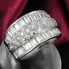 Regal Baguette And Cz Statement Band Ring -color: Rhodium Plated, Size: Ring Size - 6