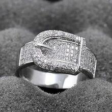 Illusion - Belt Style Ring Crafted In Hand Set Cz Stones On Sterling Silver - Size: Size - 6