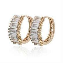 Shiny Baguettes Hoop Earrings In Baguette Stones In White Gold - Color: White Gold