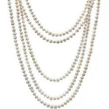 Fresh Water Pearl, 100 Inch Long And Wrap Around Neck Necklace In 7/8 Mm Round Pearls - Color: Black