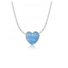 Gypsy Heart Pendants Made Of Synthetic Fiery Opal On A Sterling Silver Chain - Color: Pink Fiery He