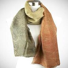 Pretty In Persia - The Paisley Scarves - Color: Orange/sage/cream