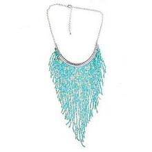 Bohemian Beads Waterfall Necklace - Color: Turquoise Blue