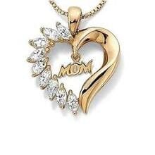 Mom's Love Heart Pendant With Cz - Color: 18kt Yellow Gold