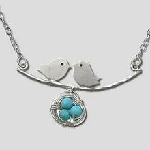Love Birds Necklace - Color: Gold Overlay