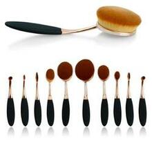 Beauty Experts Set Of 10 Oval Beauty Brushes - Colors: Black-rose Gold K290-14051569172515