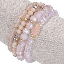 Arm Candy Natural Stone And Glass Crystal Bracelets -size: Default Title, Color: Peach Rose K290-14212341137443