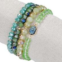 Arm Candy Natural Stone And Glass Crystal Bracelets -size: Default Title, Color: Jade Green K290-14212341202979