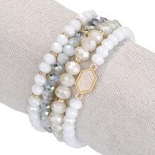 Arm Candy Natural Stone And Glass Crystal Bracelets -size: Default Title, Color: Silver Sky K290-14212341334051