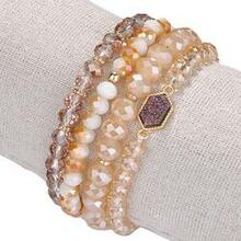 Arm Candy Natural Stone And Glass Crystal Bracelets -size: Default Title, Color: Sweet Champagne K290-14212341366819