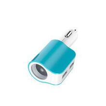 Twin Ports 3 In 1 Usb Car Charger - Color: Blue And White K290-14231903633443