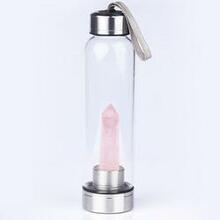 Pure Essence Natural Stone Infused Water In Glass Bottle - Crystal Colors: Rose Quartz K290-14384163094563