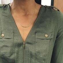 Sweet Smile Curvy Bar Necklace In 18 Kt Gold Plating And 925 Ss Plating - Style: Silver K290-18829455493