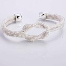 Love Me Love Knot 925 Ss Plated & 18 Kt Antique Gold Plated Cuff Bracelet - Style: Silver K290-18846102789