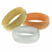 Cherish Mesh Bangle Trio Of Gold Rose Gold Silver In 3 Sizes -style: Gold, Size: Large-width K290-18913530181