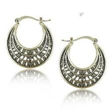 Silver Tribal Look Filigree Hoop Earrings For World Traveller - Style: Design-f K290-19500762245