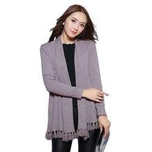 Cozy Cozy Cardigan Along With Tasseled Trim -color: Fig Pink, Size: Free Size  (s-m-l-xl) K290-21333539333
