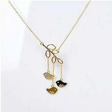We R Family Necklace Includes 3 Birds Together - Color: Yellow Gold