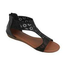 Crazy Daisies Summer Sandals -color: Black, Size: 6