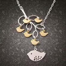 It's All In The Family 925 Sterling Silver Necklace - Style: Necklace With Mom + 1 Baby Sparrow