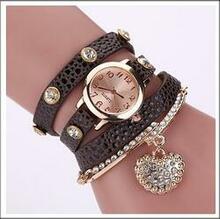 Heart On The Sleeve Bracelet Watch With Heart Charm In 10 Colors - Color: Black K290-25609313424