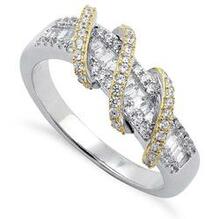 Prosper Platinum Ring With Golden Loops - Size: Ring Size-8 K290-27497484560