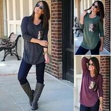 Queenie Tunic Top With Sequined Pocket -size: Xlarge, Color: Heather Grey K290-29834415760