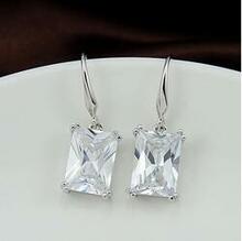 Royalty Earrings Emerald Cut Big Solitaires On Hooks K290-31800407248