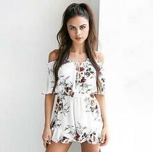Floral Off The Shoulder Romper - Size: Small K290-33341302992