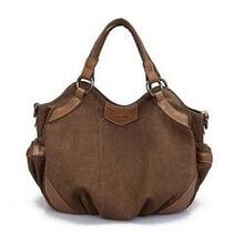 Travel Town Canvas Shoulder Bag - Color: Brown