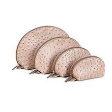 Cosmo Cosmetic Faux Ostrich Cases In Set Of 4 - Color: Cream