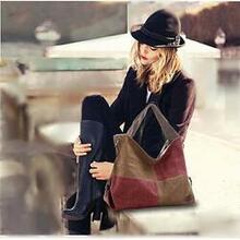 Fair And Square Two Tone Journey Canvas Shoulder Bag - Color: Wine And Coffee
