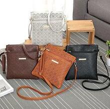 Classic Square Crossbody Bag With Floral Cutout Accent - Color: Best Of Black K290-41552491280