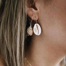 Conch And Cowrie Hoop Earrings