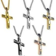 Keepsake Cross Pendant With A Curb Chain For Men 18kt Gold Plated - Style: Silver K290-42630894864
