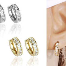 Sweet Hoops Earrings, Reversible With 12 Cz Diamonds In Real Gold Plated, 18 Mm Diameter