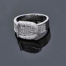 Illusion - Belt Style Ring Crafted In Hand Set Cz Stones On Sterling Silver