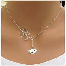Spring Has Sprung! Necklace And Chain With Sparrow And Tree Flying To The Nest
