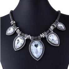 Beyoutiful Crystal And Antique Silver Style Statement Necklace