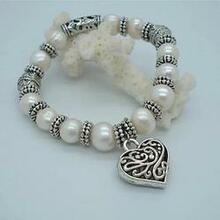 Charming Heart Pearl And Silver Bracelet F369-5352411461