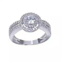 Artdeco Double Halo Ring 18kt White Gold Overlay - Size: 6